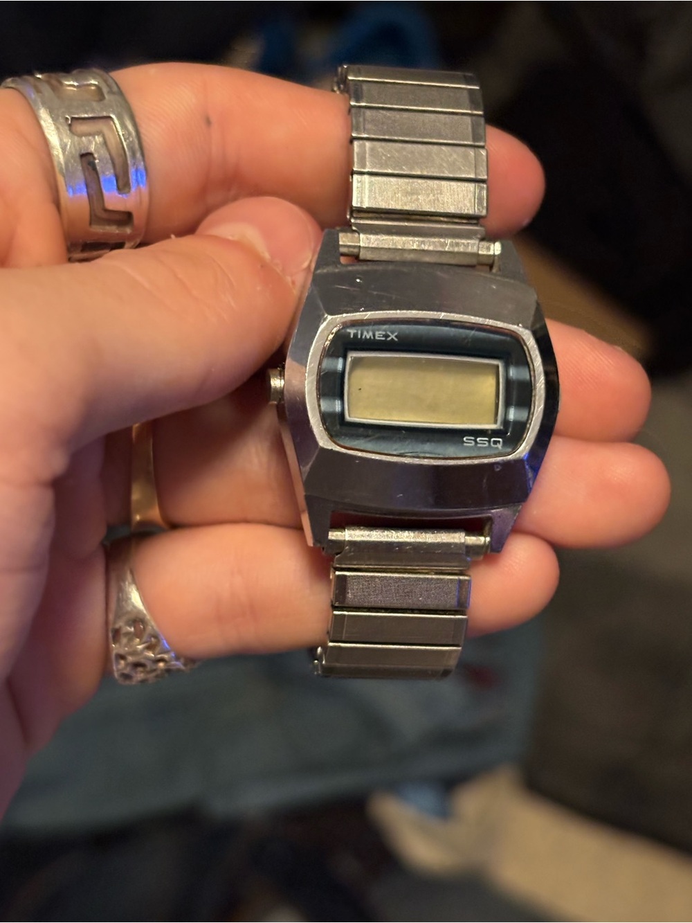 Timex SSQ Digital Stainless Steel Watch - Silver